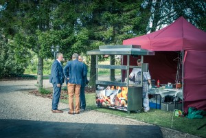 A catering grill for skewers