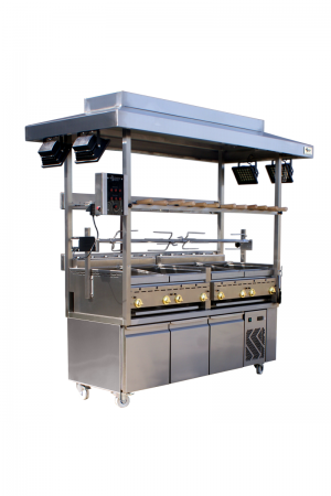 Gastronomic gas grill for skewers, piglet
