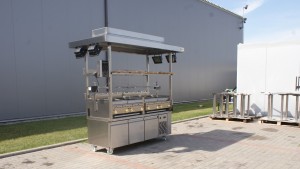 Gastronomic gas grill for skewers, piglet